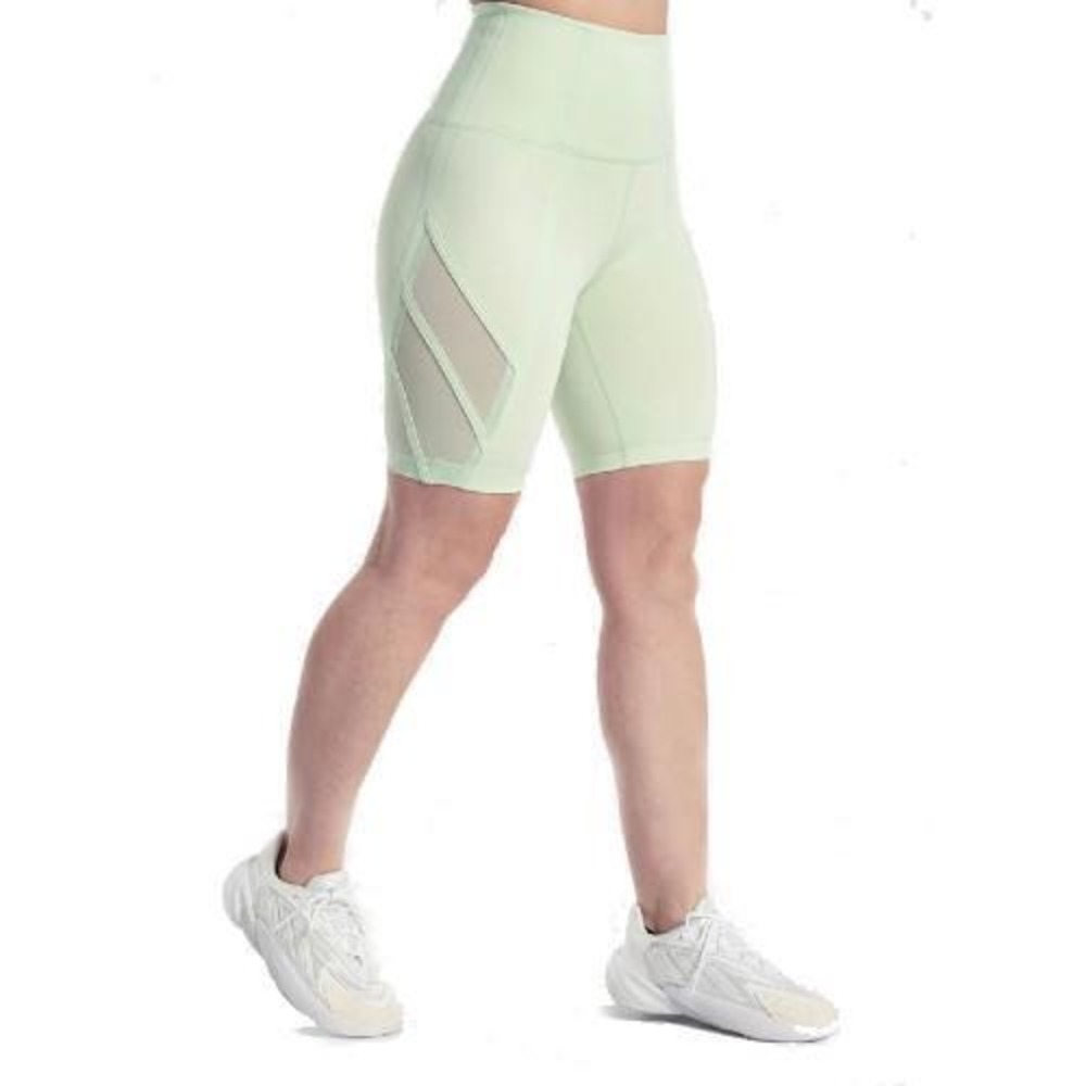 Lole Women's Light Green High Waisted Mesh Panel Bike Shorts NWT Large - Picture 2 of 9